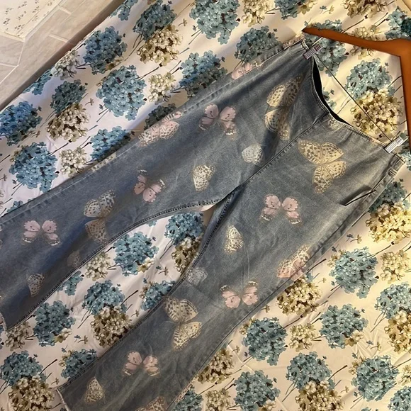 Butterfly retro wide leg stretchy jeans - Picture 10 of 11